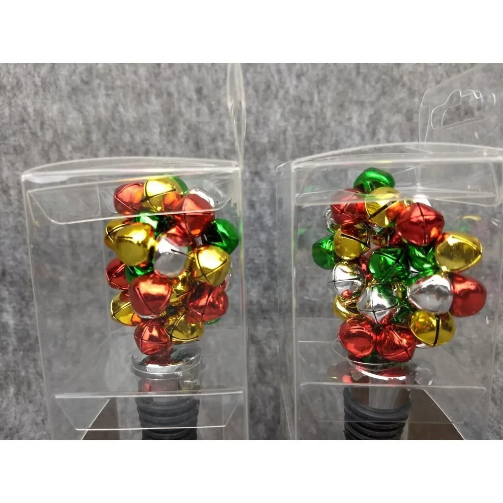 Pier‎ 1 Imports Wine Bottle Stopper Christmas Jingle Bells NEW IN BOX Set of 2